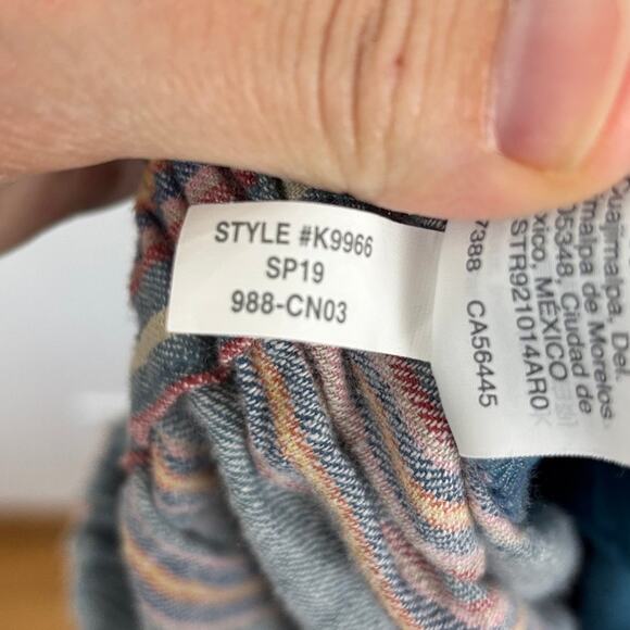 Madewell Side-Button Huston Pull-On Crop Pants in Rainbow Stripe XS Linen blend - Picture 9 of 9